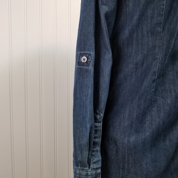 [talbots] dark chambray denim shift button dress - Picture 4 of 5